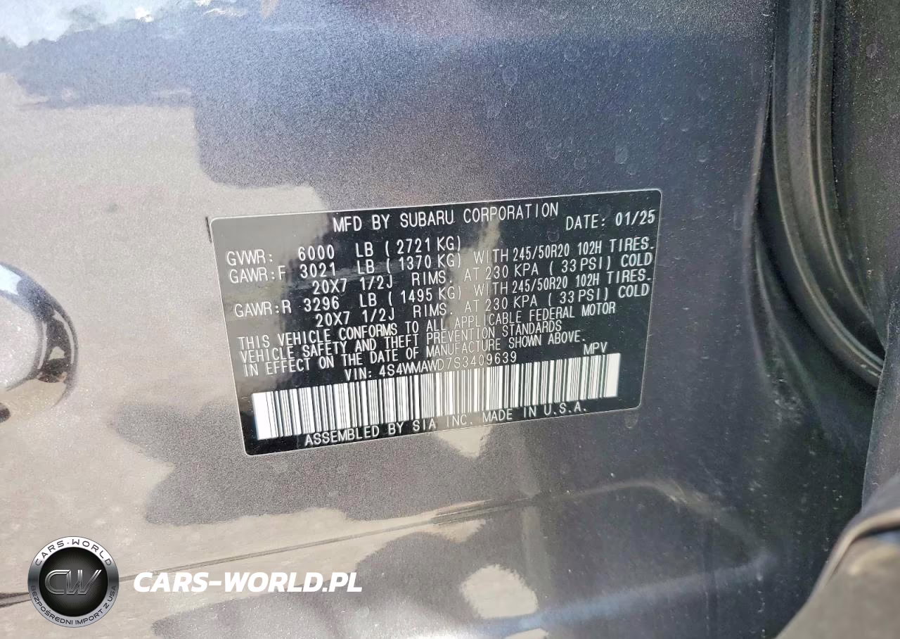 2025 Subaru Ascent Onyx Touring VIN:4S4WMAWD7S3409639 - 13