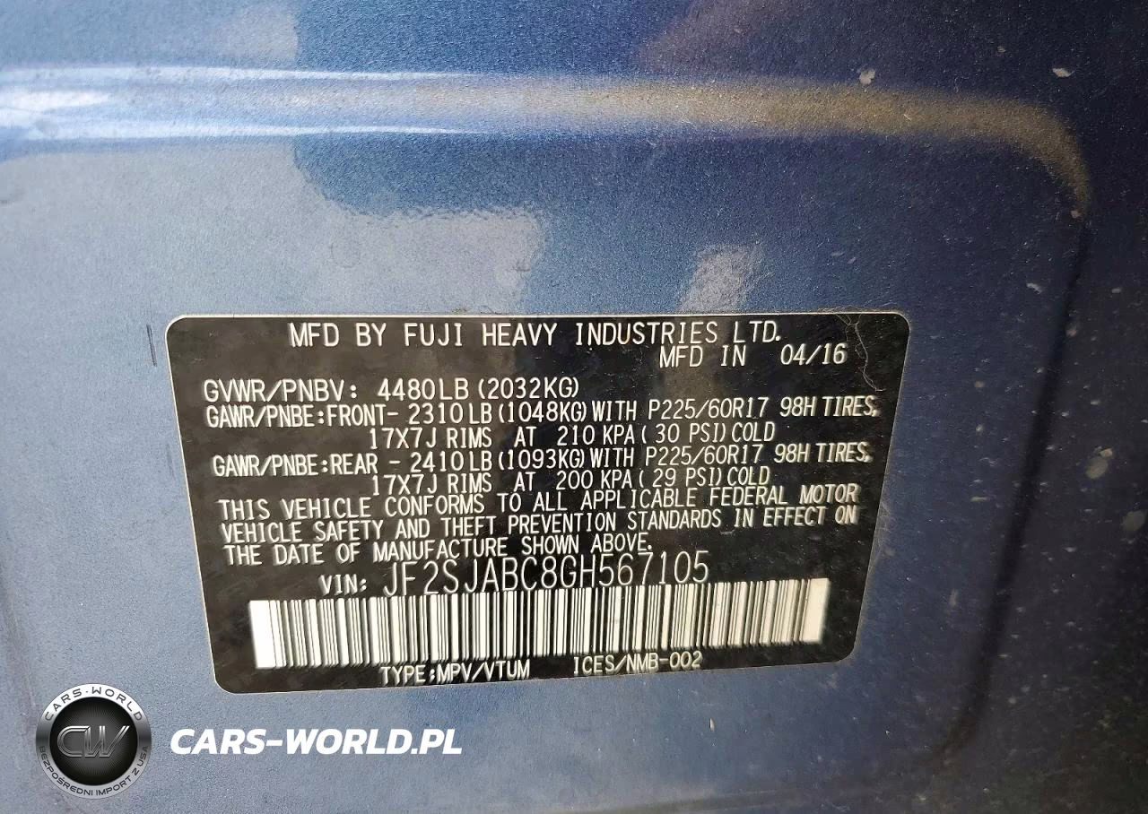2016 Subaru Forester 2.5I VIN:JF2SJABC8GH567105 - 13