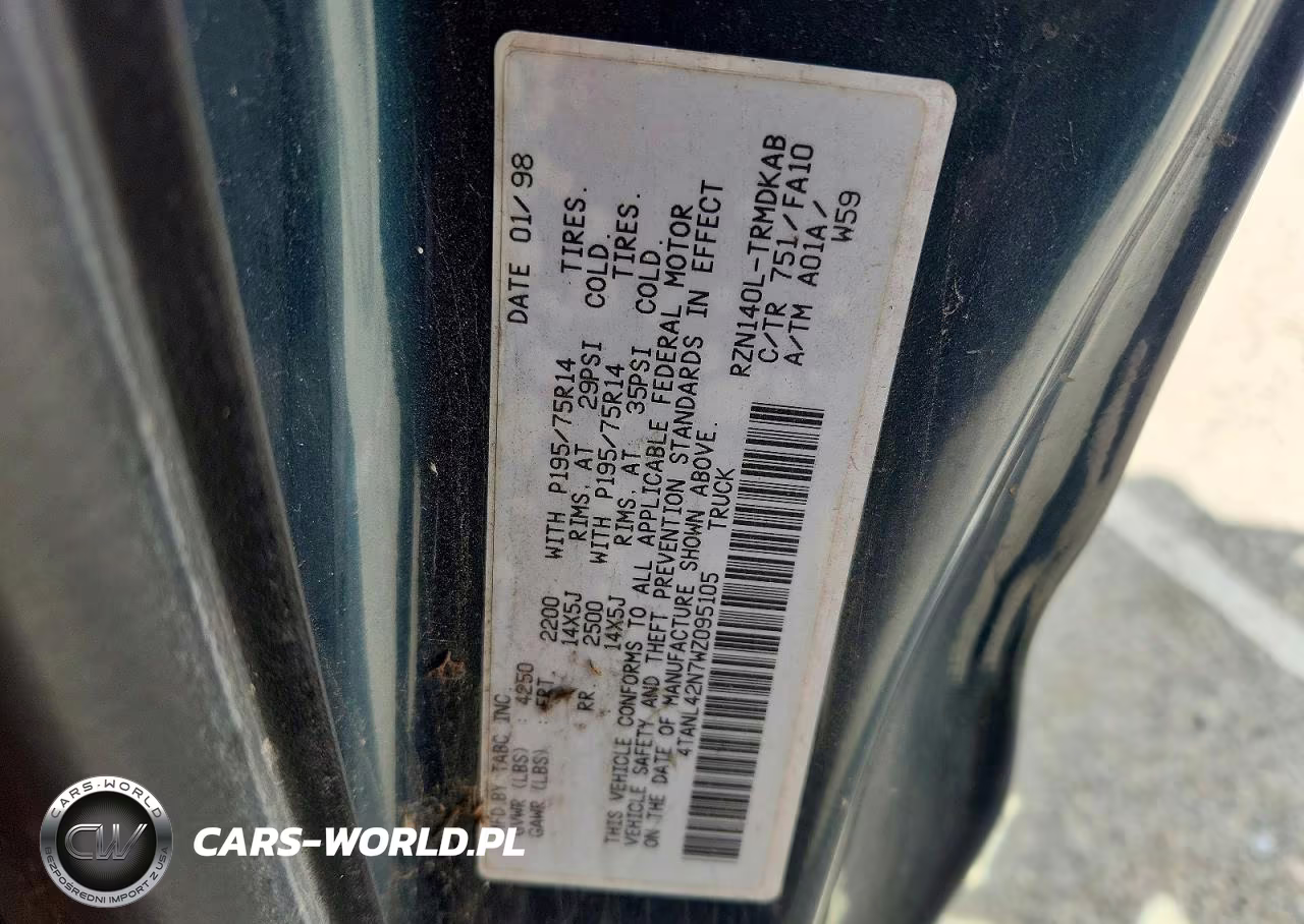 1998 Toyota Tacoma Base VIN:4TANL42N7WZ095105 - 12