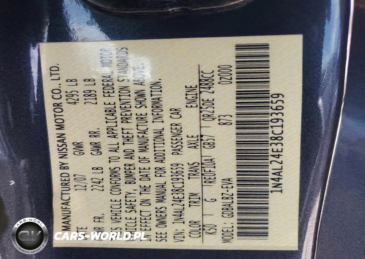 2008 Nissan Altima 2.5S VIN:1N4AL24E38C193659 - 12