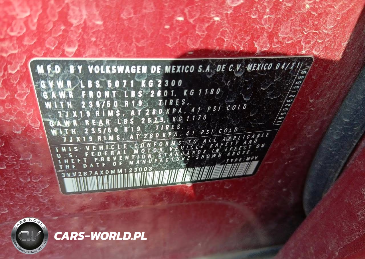 2021 Volkswagen Tiguan Se VIN:3VV2B7AX0MM123003 - 12