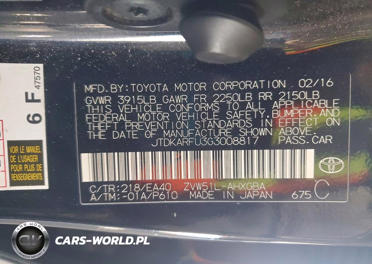 2016 Toyota Prius Four VIN:JTDKARFU3G3008817 - 12