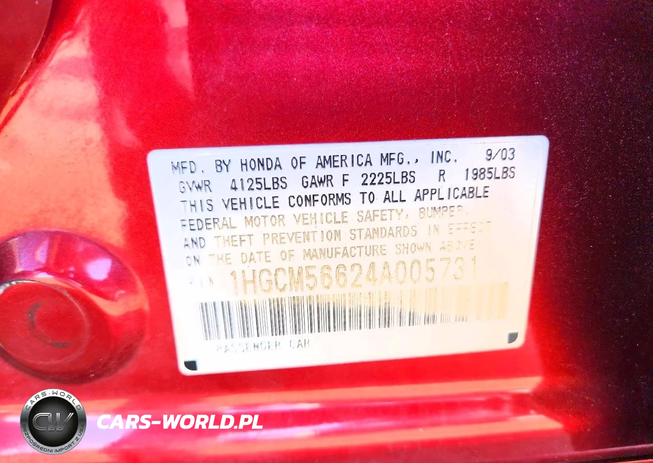 2004 Honda Accord Ex VIN:1HGCM56624A005731 - 13