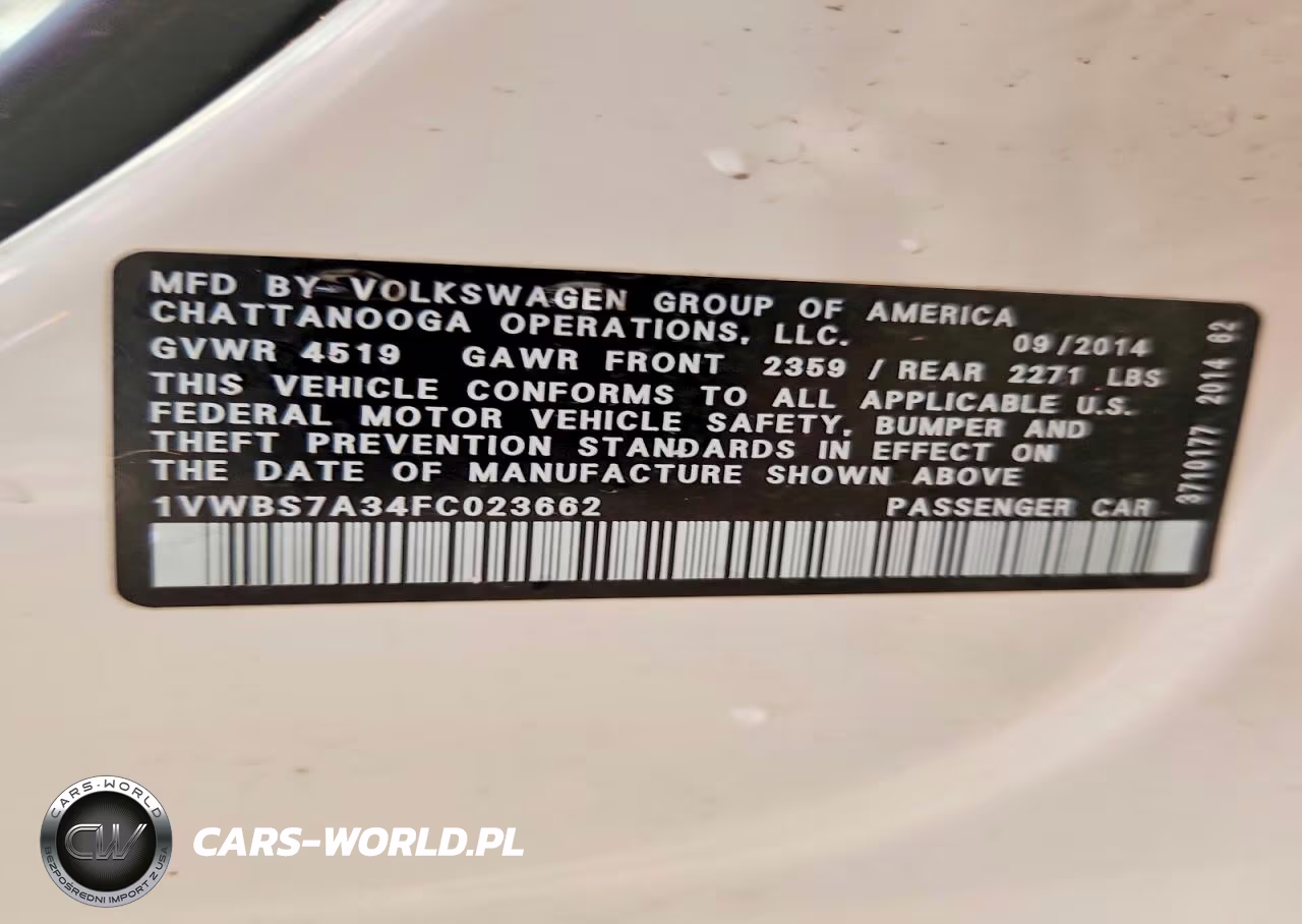 2015 Volkswagen Passat Se VIN:1VWBS7A34FC023662 - 13