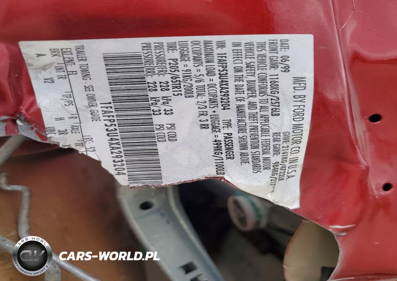 1999 Ford Taurus Se VIN:1FAFP53U4XA293204 - 13
