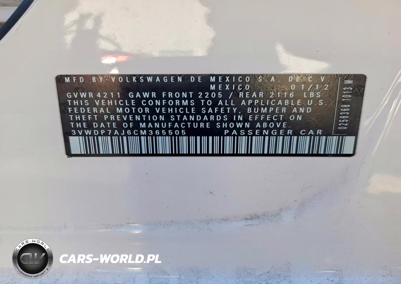 2012 Volkswagen Jetta Se VIN:3VWDP7AJ6CM365505 - 12
