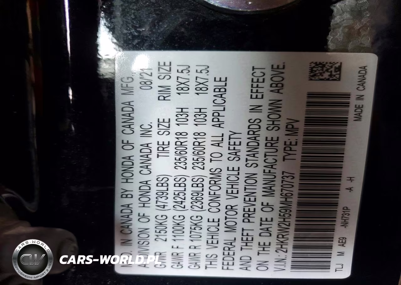 2021 Honda Cr-V Ex VIN:2HKRW2H59MH670737 - 12