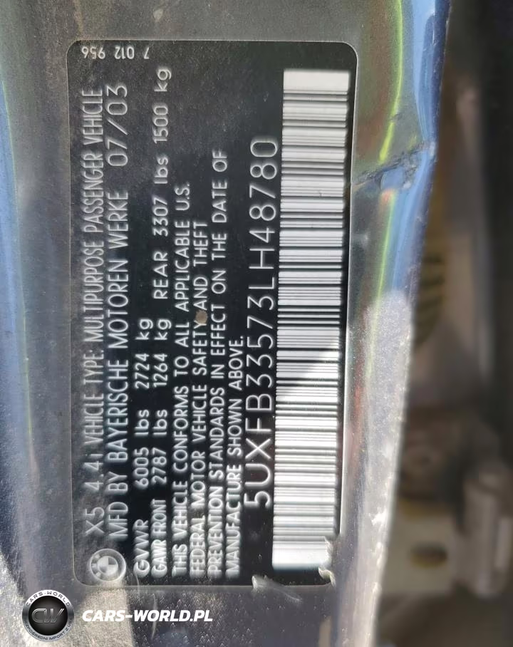 2003 BMW X5 4.4I VIN:5UXFB33573LH48780 - 13