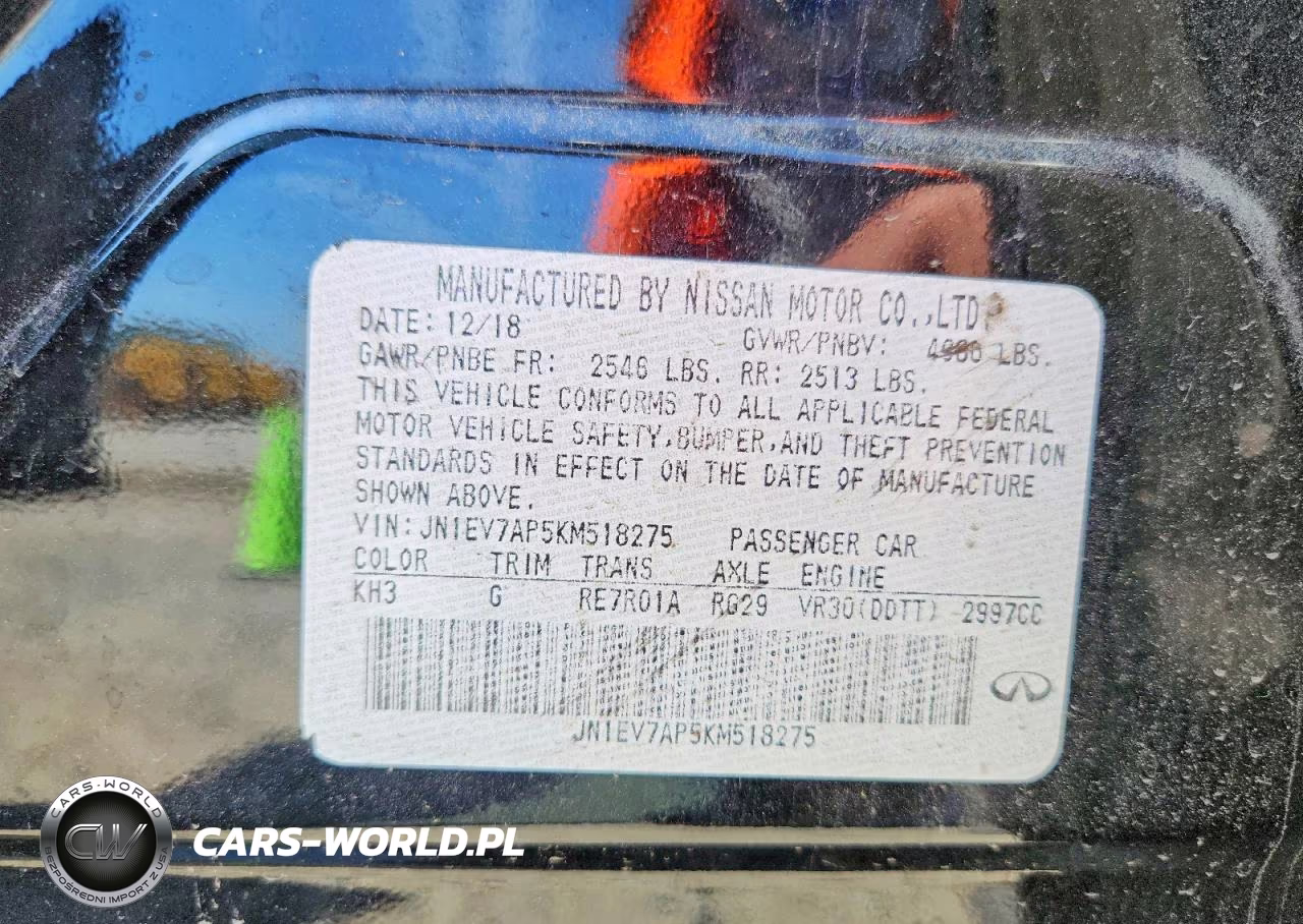 2019 Infiniti Q50 3.0T Sport VIN:JN1EV7AP5KM518275 - 12