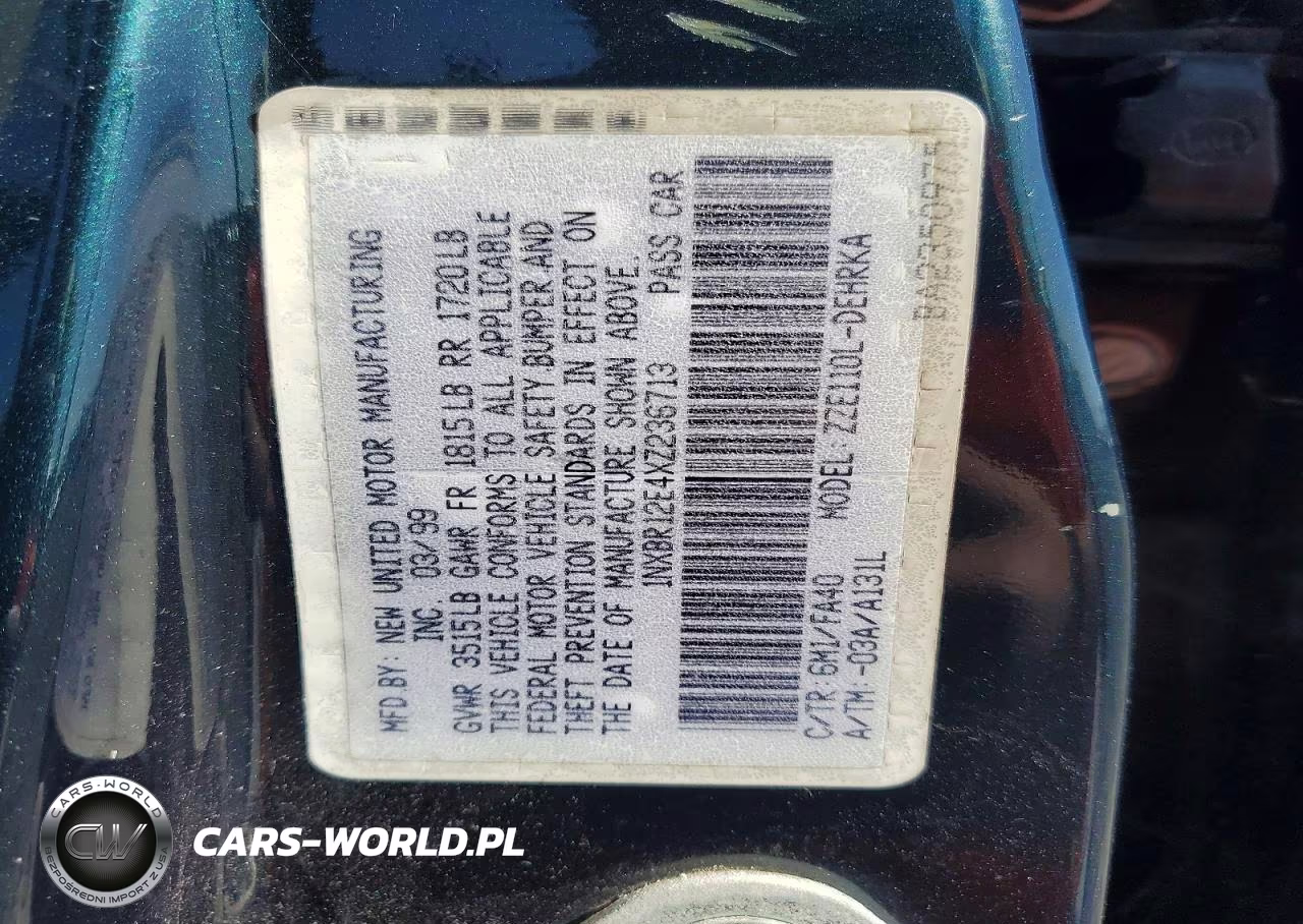 1999 Toyota Corolla Ve VIN:1NXBR12E4XZ236713 - 12