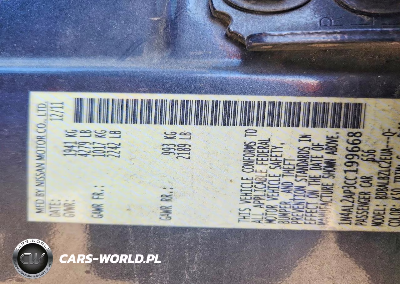 2012 Nissan Altima Base VIN:1N4AL2AP3CC199668 - 12