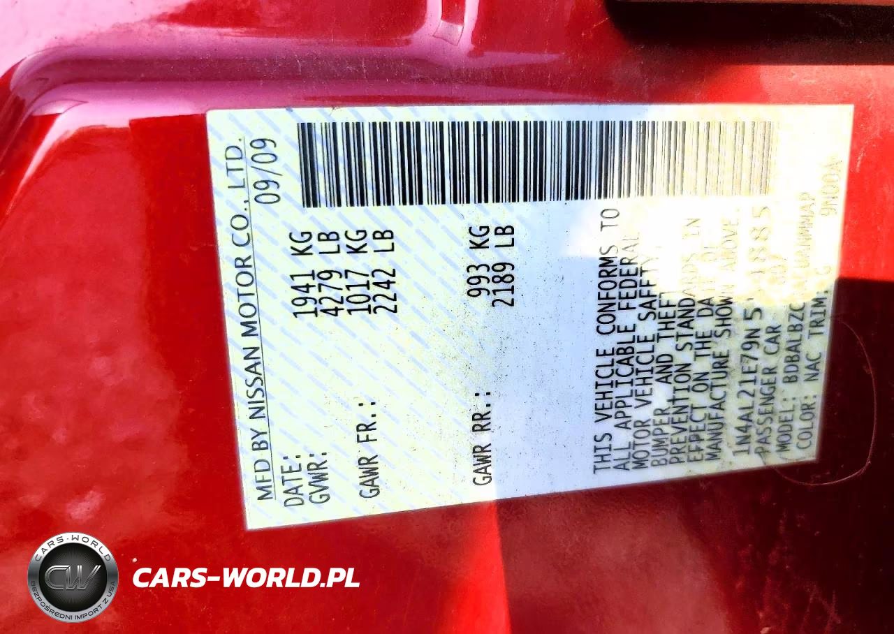 2009 Nissan Altima 2.5 VIN:1N4AL21E79N554885 - 12