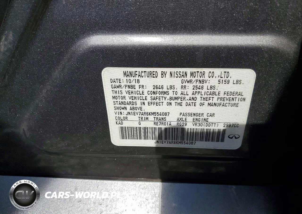 2019 Infiniti Q50 3.0T Luxe VIN:JN1EV7AR6KM554087 - 12