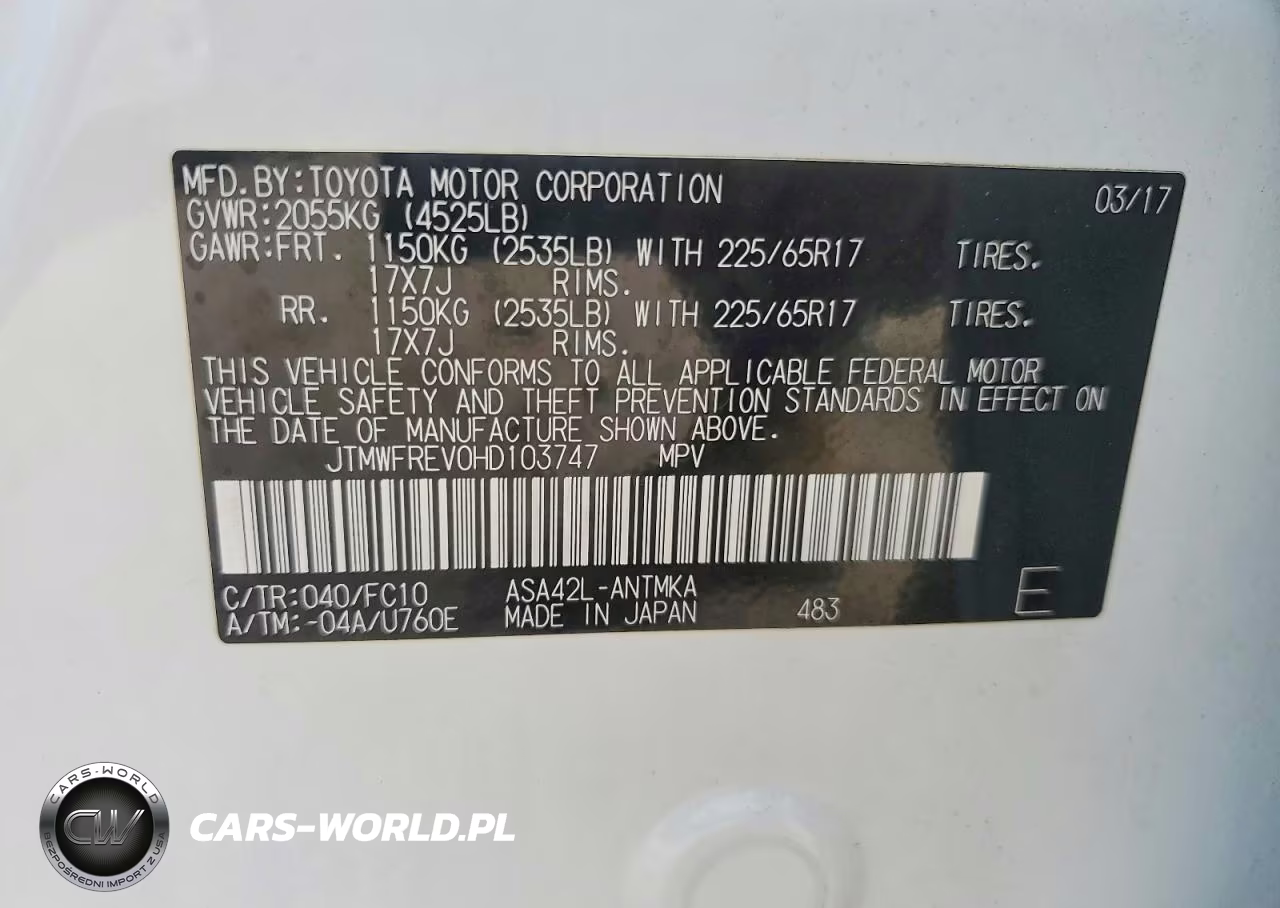 2017 Toyota Rav4 Xle VIN:JTMWFREV0HD103747 - 13