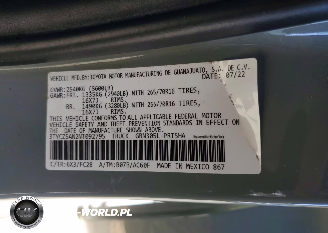 2022 Toyota Tacoma Sr5 V6 VIN:3TYCZ5AN2NT092795 - 12