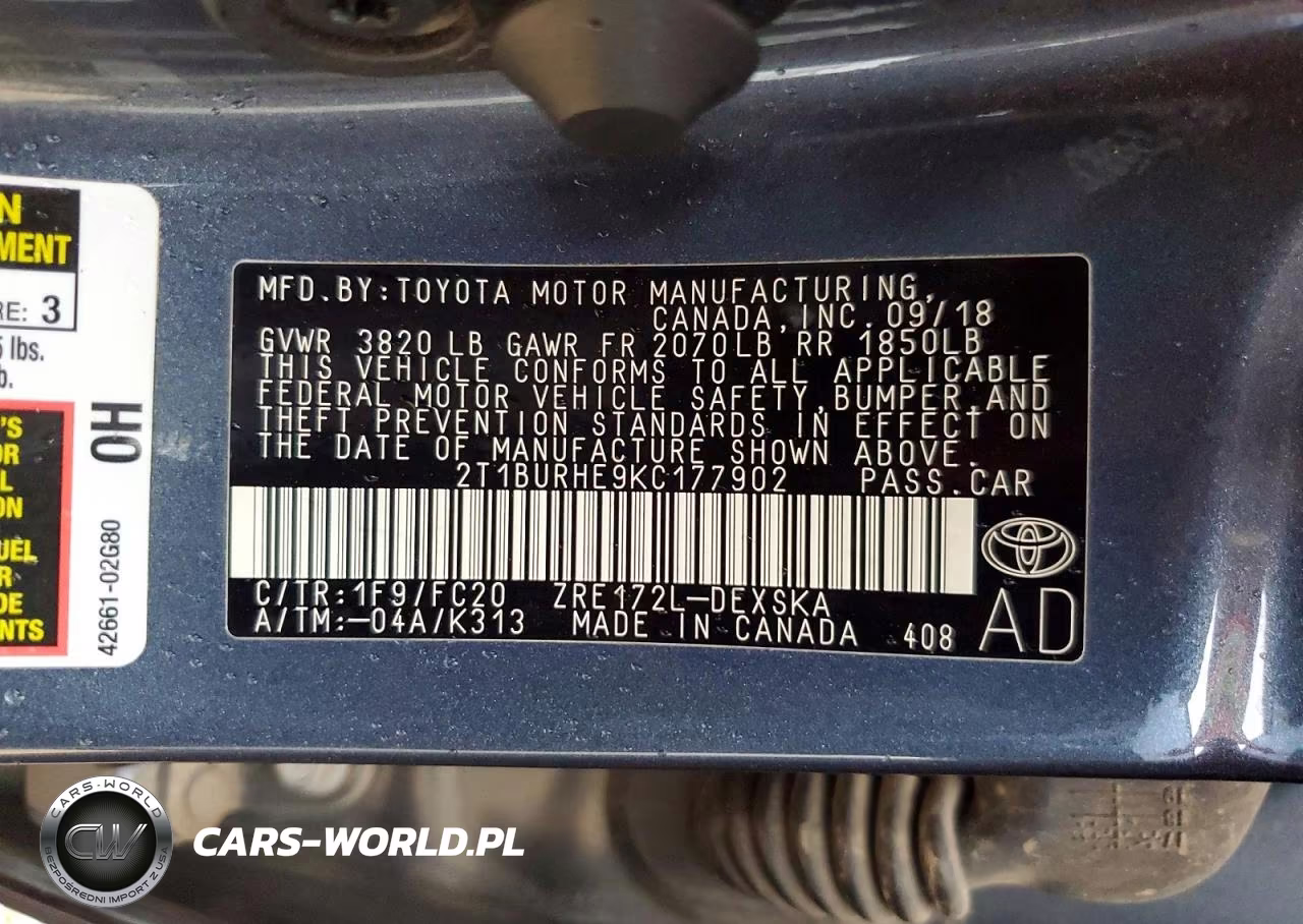 2019 Toyota Corolla Se VIN:2T1BURHE9KC177902 - 12