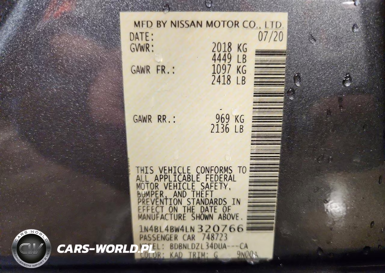 2020 Nissan Altima S VIN:1N4BL4BW4LN320766 - 13