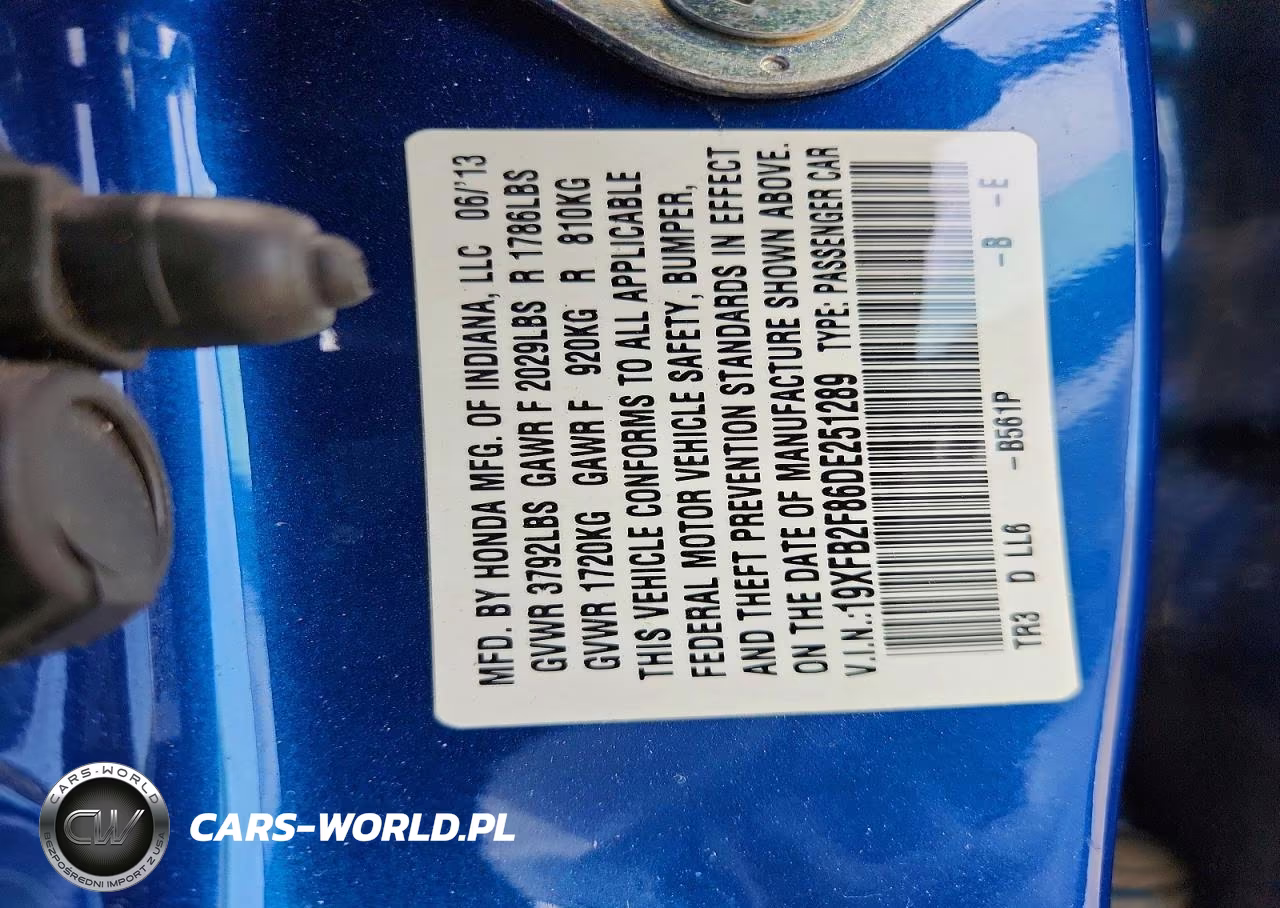 2013 Honda Civic Ex VIN:19XFB2F86DE251289 - 13