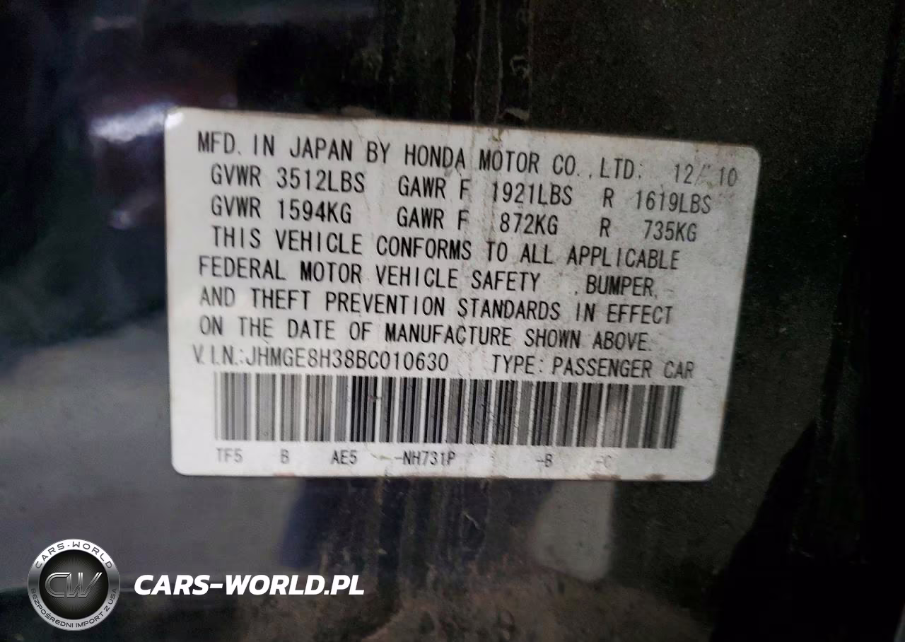 2011 Honda Fit VIN:JHMGE8H38BC010630 - 12