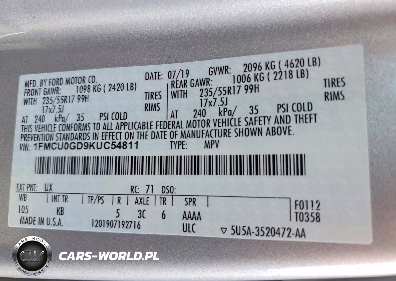 2019 Ford Escape Se VIN:1FMCU0GD9KUC54811 - 12
