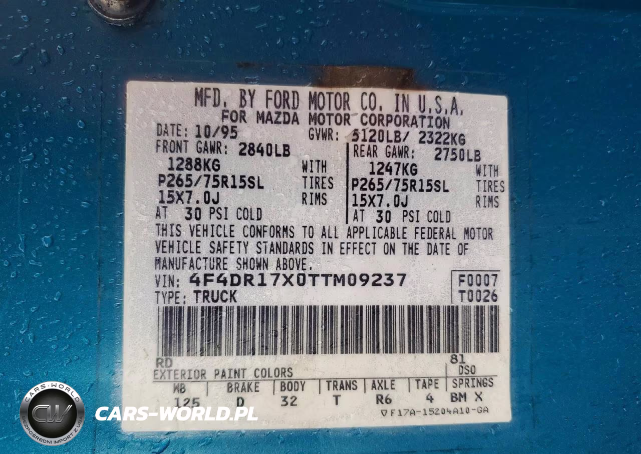 1996 Mazda B4000 Se VIN:4F4DR17X0TTM09237 - 12