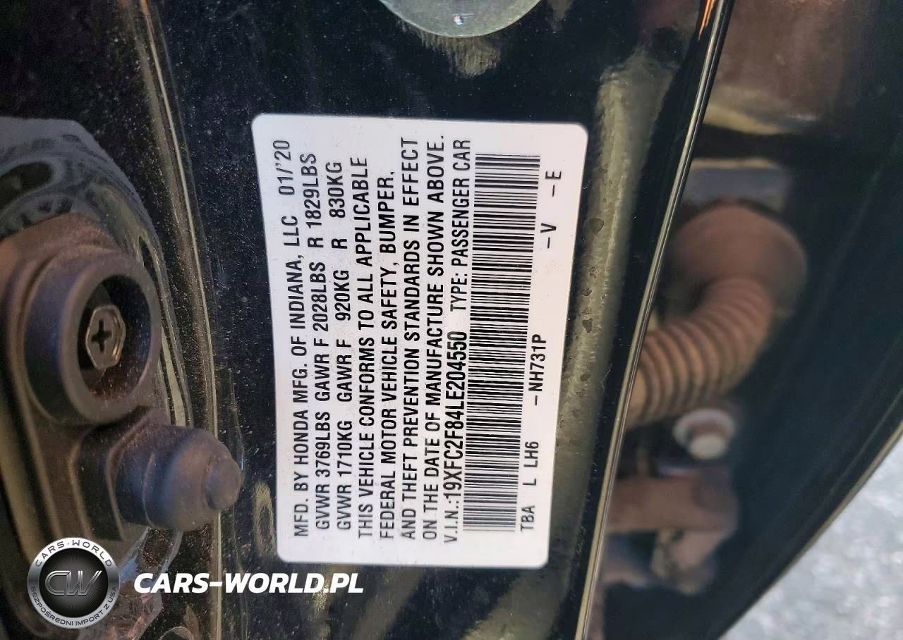 2020 Honda Civic Sport VIN:19XFC2F84LE204550 - 12