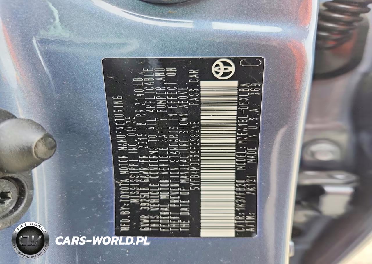 2025 Toyota Corolla Le VIN:5YFB4MDE6SP298248 - 12