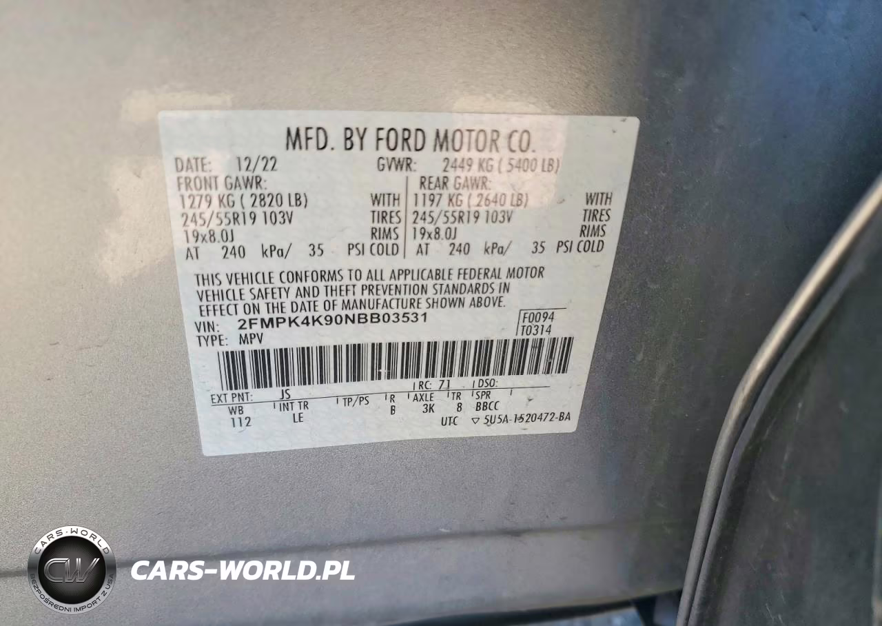 2022 Ford Edge Titanium VIN:2FMPK4K90NBB03531 - 14