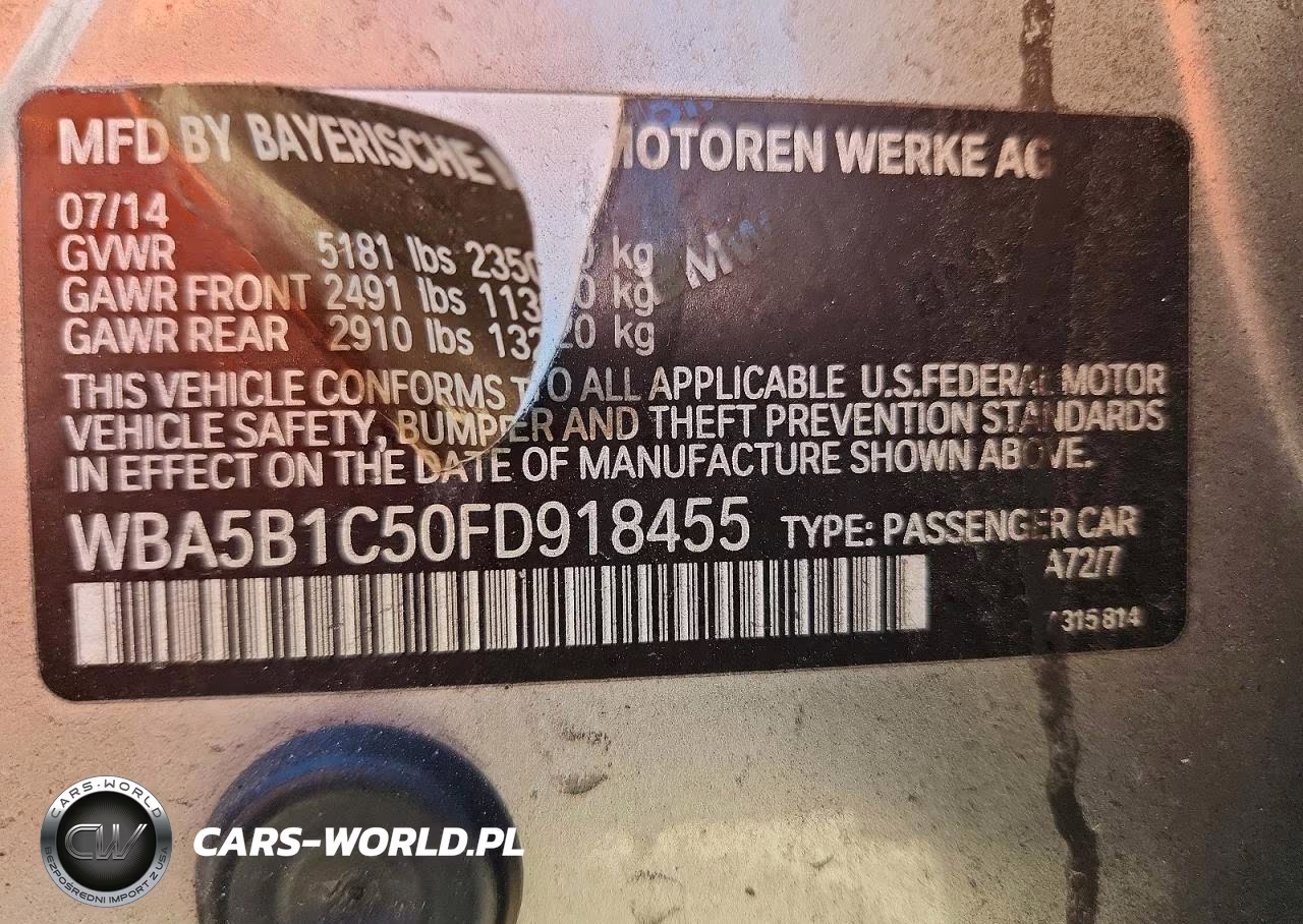 2015 BMW 535 I VIN:WBA5B1C50FD918455 - 12