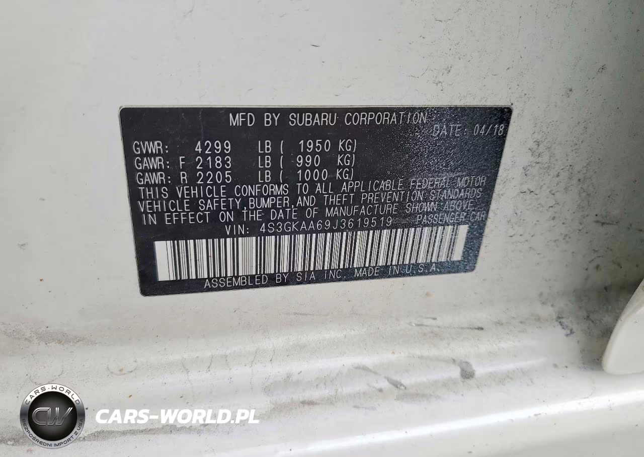 2018 Subaru Impreza VIN:4S3GKAA69J3619519 - 12