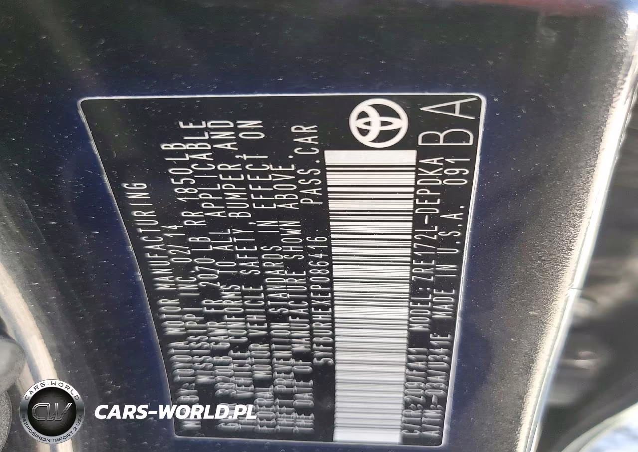 2014 Toyota Corolla L VIN:5YFBURHEXEP086416 - 12