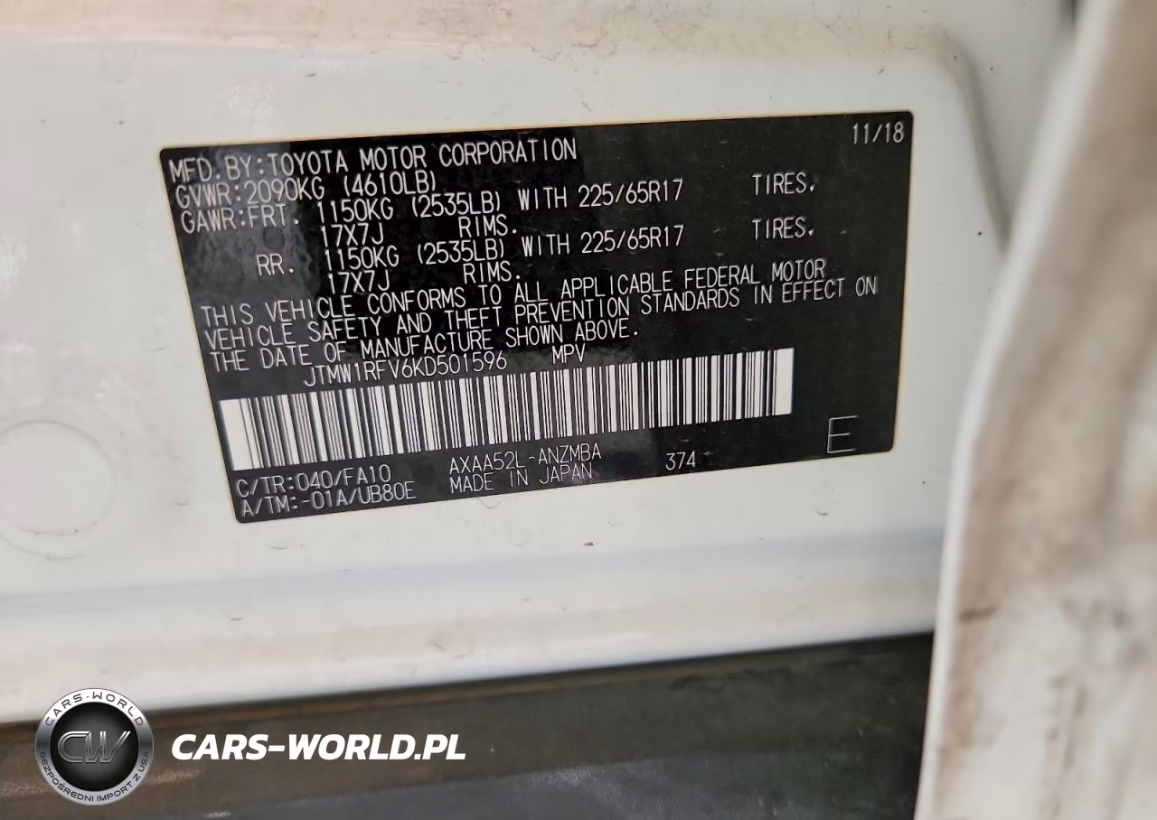 2019 Toyota Rav4 Xle VIN:JTMW1RFV6KD501596 - 13
