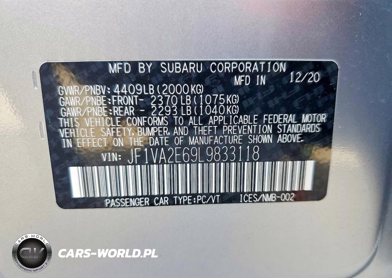 2020 Subaru Wrx Sti VIN:JF1VA2E69L9833118 - 13