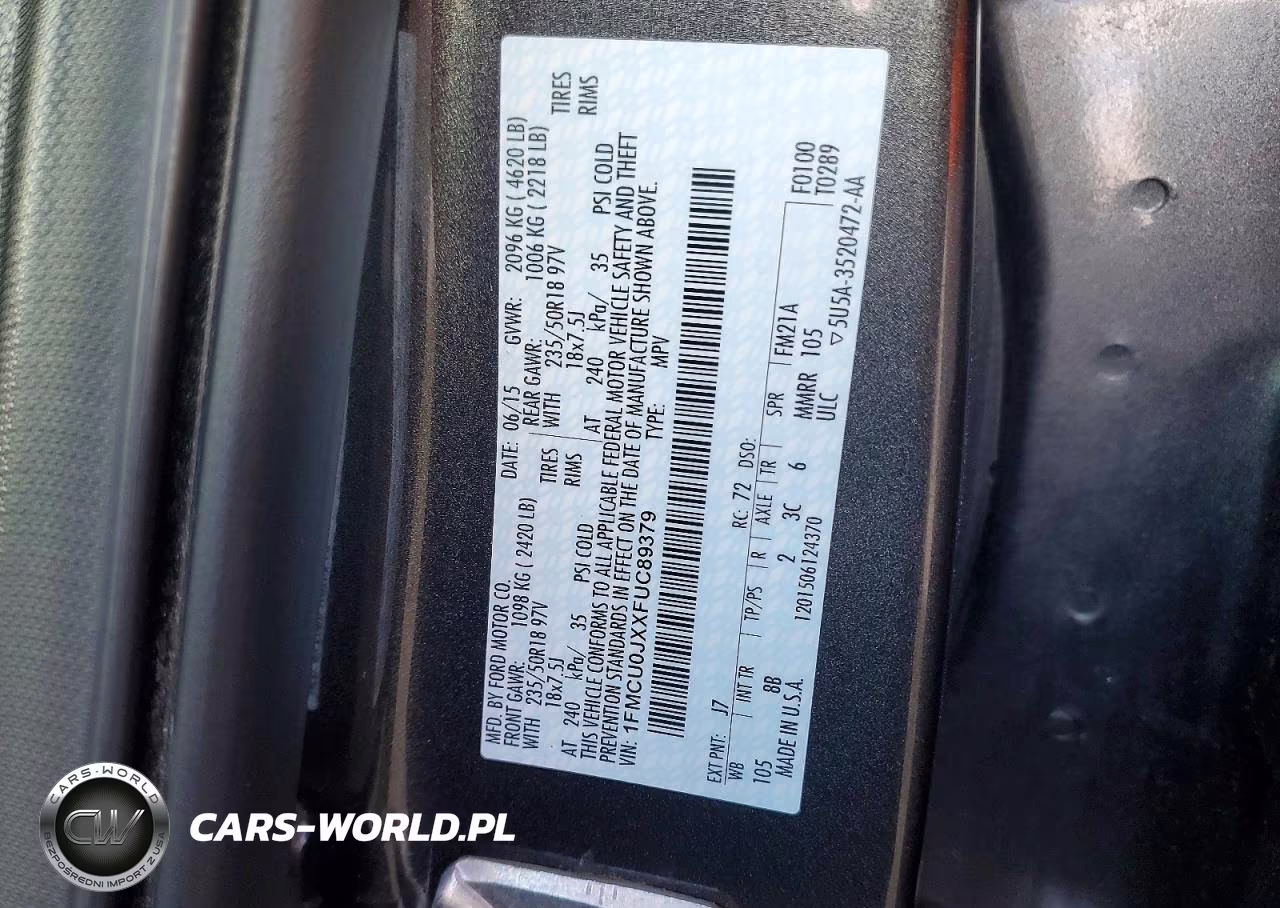 2015 Ford Escape Titanium VIN:1FMCU0JXXFUC89379 - 13