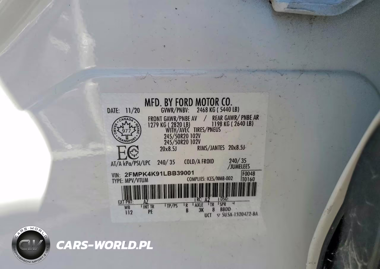 2020 Ford Edge Titanium VIN:2FMPK4K91LBB39001 - 13