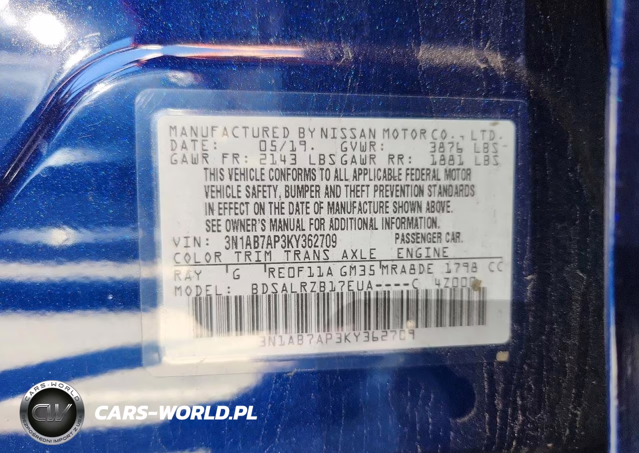 2019 Nissan Sentra Sr VIN:3N1AB7AP3KY362709 - 12