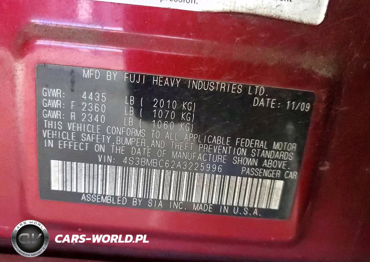 2010 Subaru Legacy 2.5I Premium VIN:4S3BMBC62A3225996 - 12