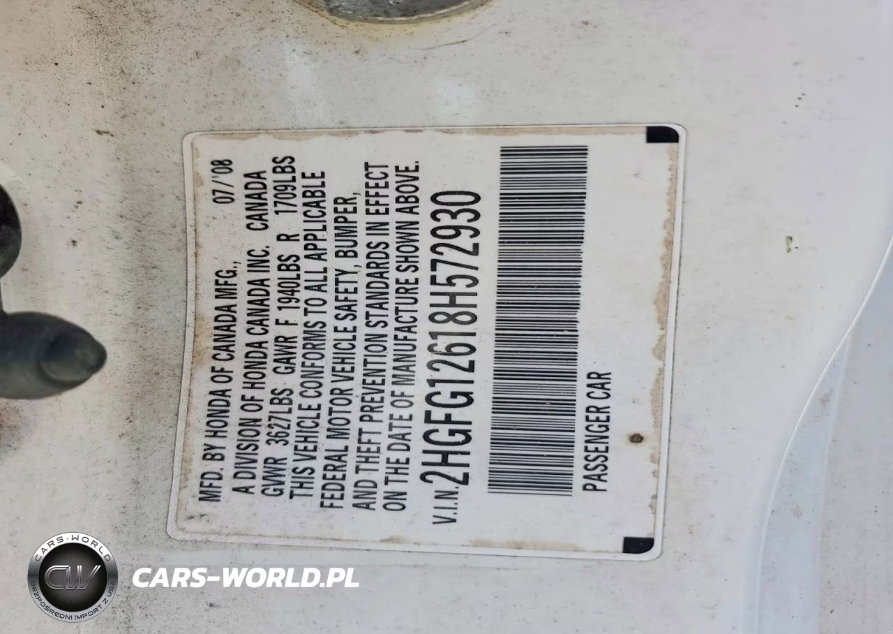 2008 Honda Civic Lx VIN:2HGFG12618H572930 - 12