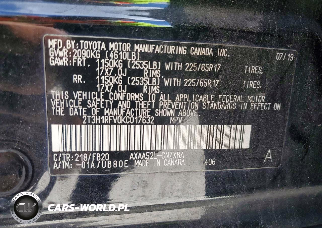 2019 Toyota Rav4 Le VIN:2T3H1RFV0KC017632 - 13