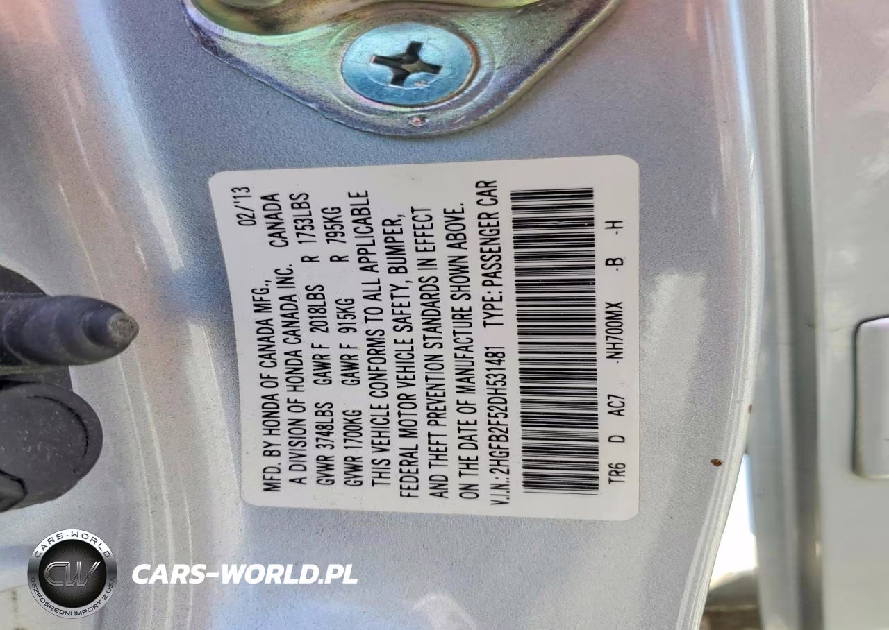 2013 Honda Civic Lx VIN:2HGFB2F52DH531481 - 12