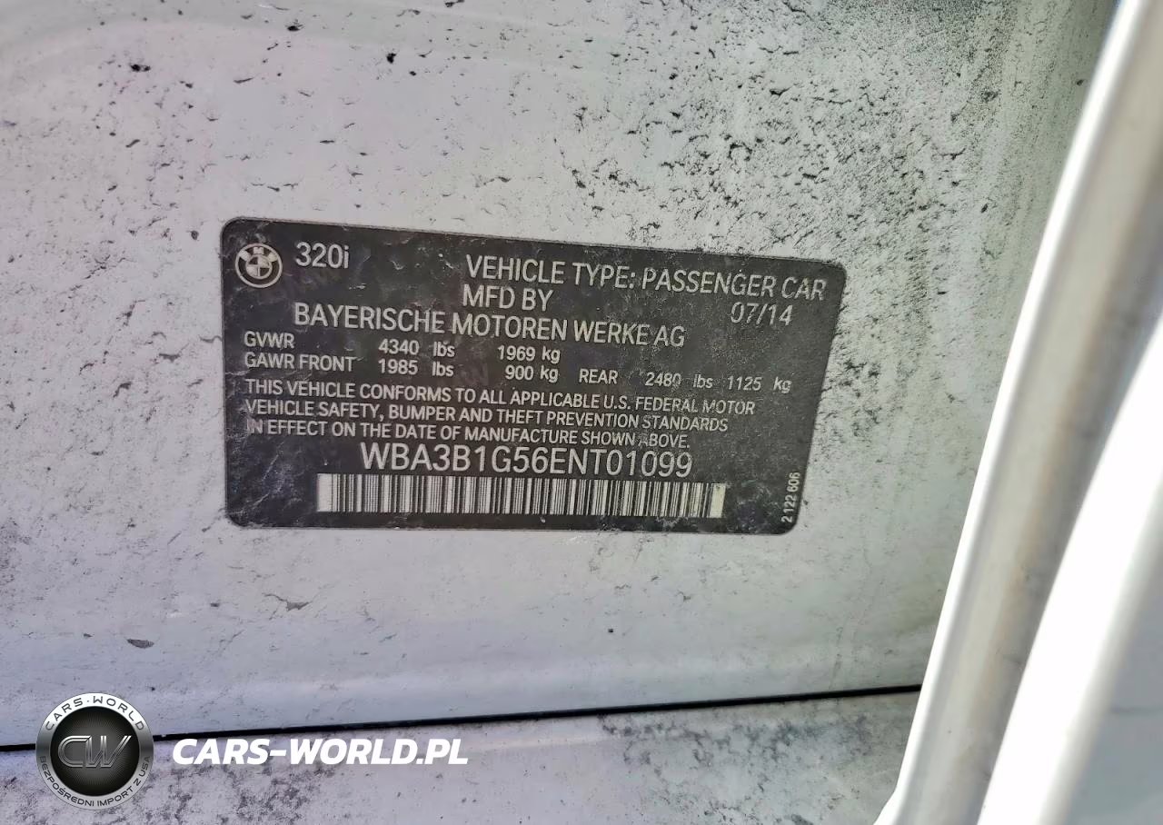 2014 BMW 320 I VIN:WBA3B1G56ENT01099 - 13