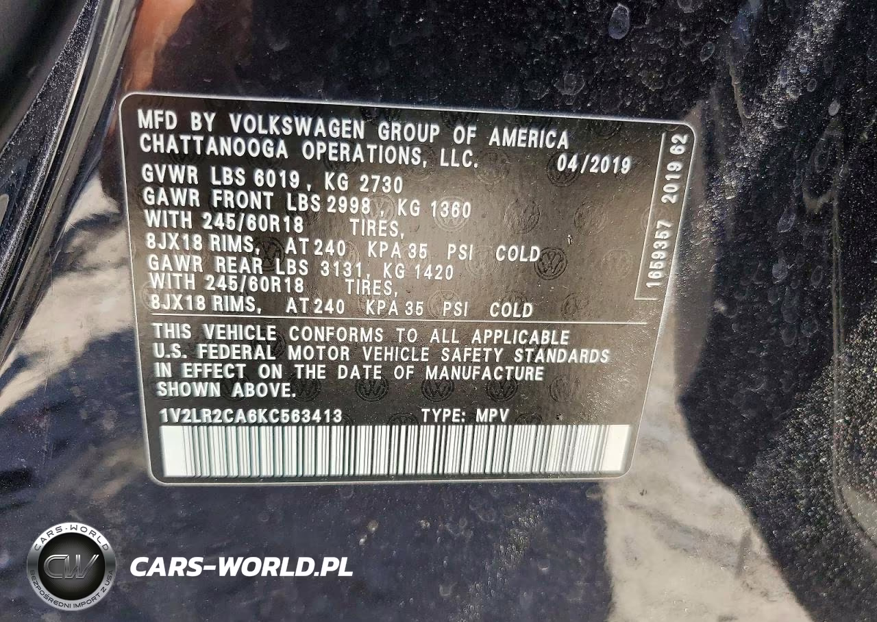 2019 Volkswagen Atlas Se VIN:1V2LR2CA6KC563413 - 14