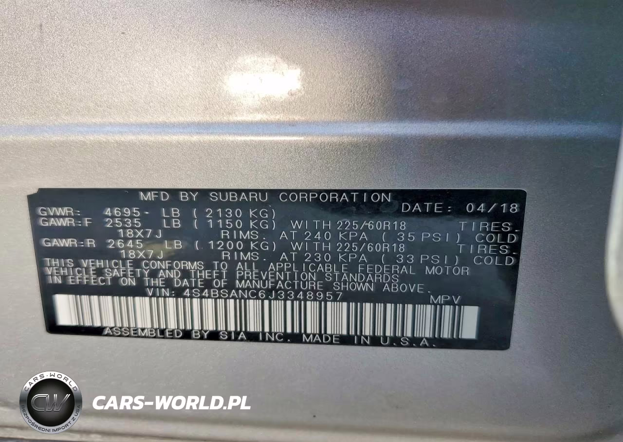 2018 Subaru Outback 2.5I Limited VIN:4S4BSANC6J3348957 - 12