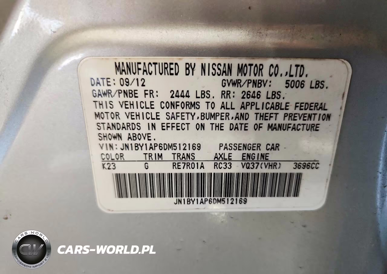 2013 Infiniti M37 Base VIN:JN1BY1AP6DM512169 - 13