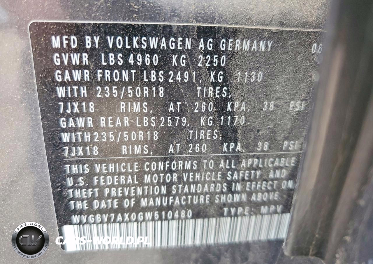 2016 Volkswagen Tiguan S VIN:WVGBV7AX0GW510480 - 13
