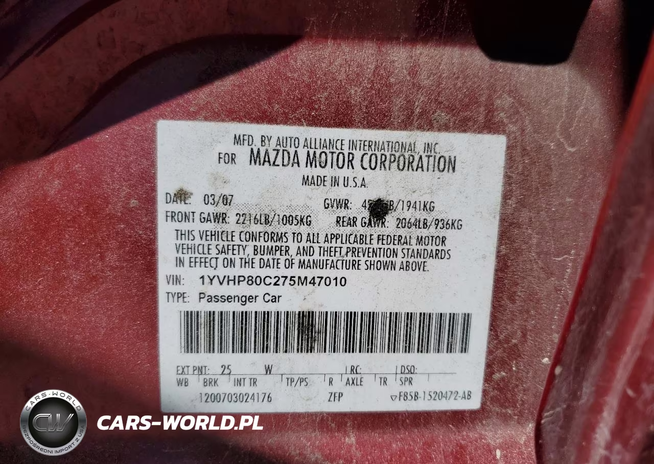 2007 Mazda 6 I VIN:1YVHP80C275M47010 - 12