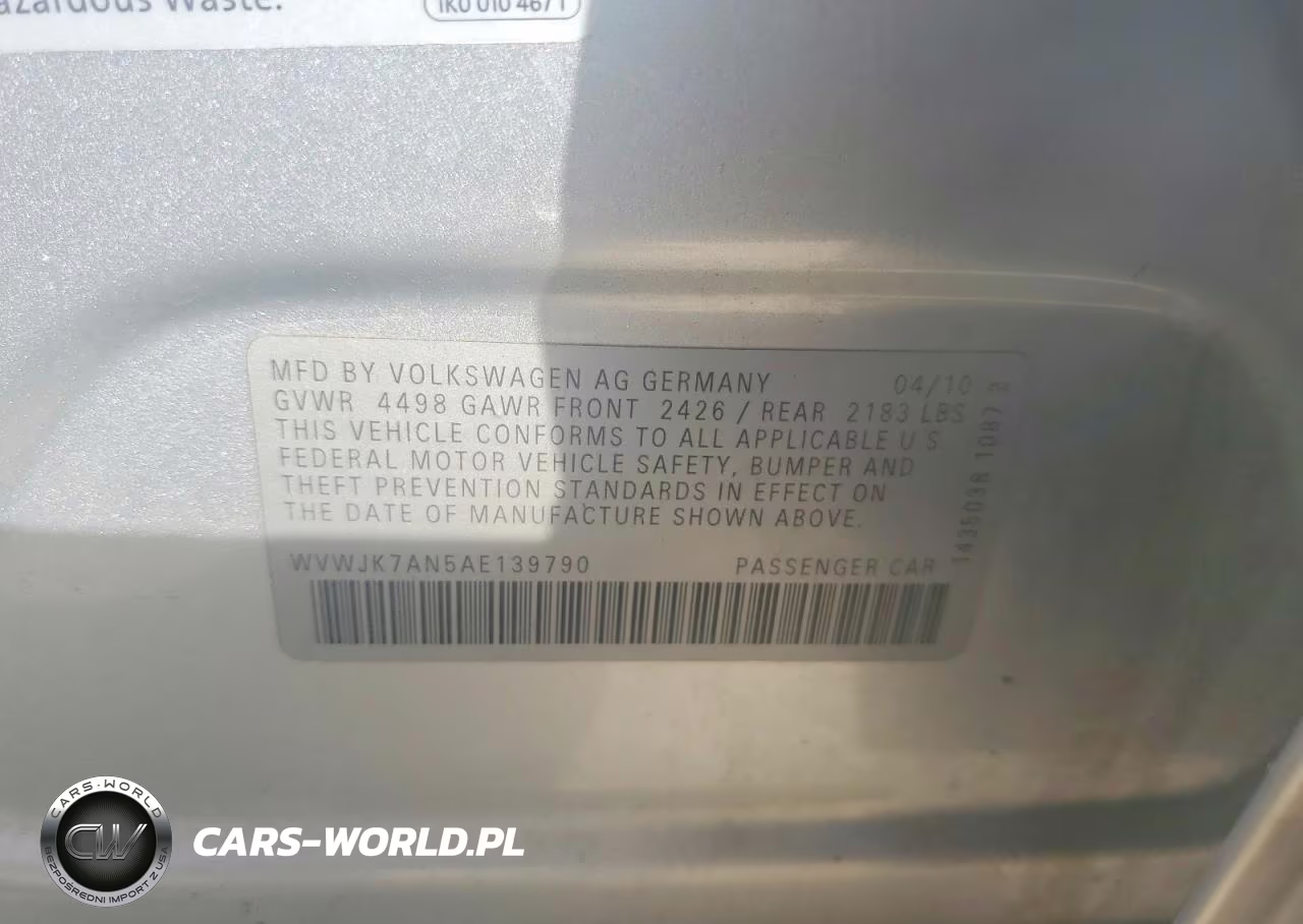 2010 Volkswagen Passat Komfort VIN:WVWJK7AN5AE139790 - 12