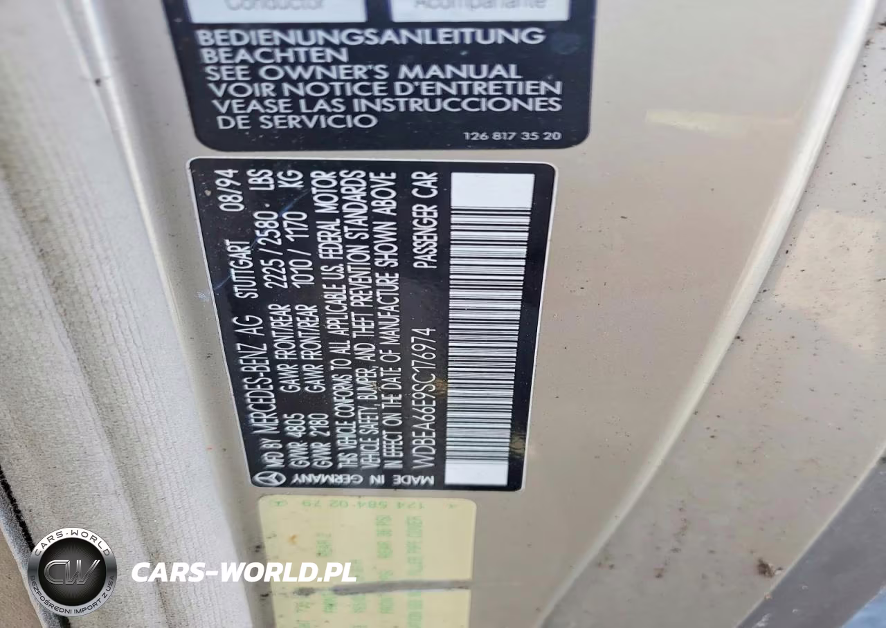1995 Mercedes-Benz E 320 VIN:WDBEA66E9SC176974 - 12