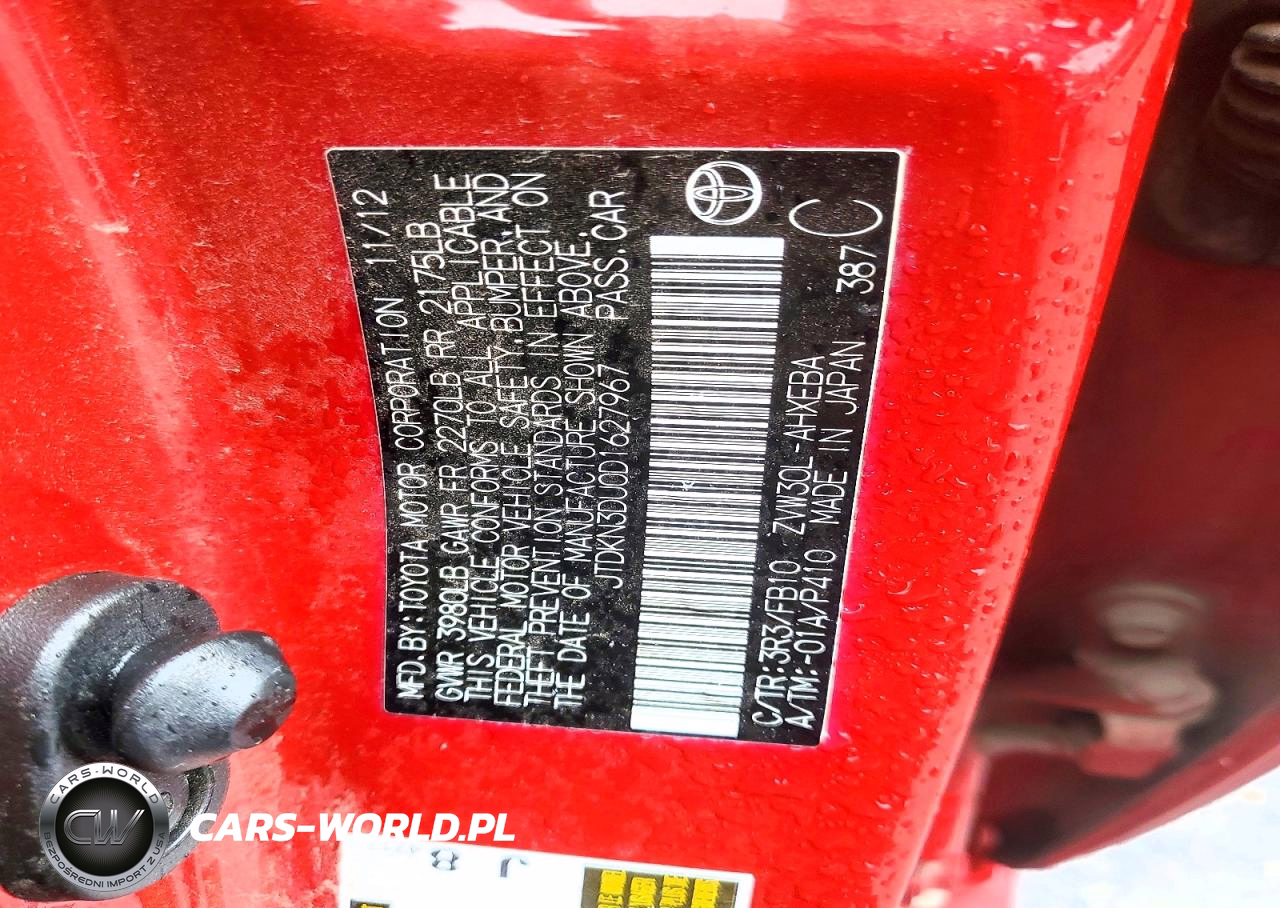 2013 Toyota Prius Two VIN:JTDKN3DU0D1627967 - 13