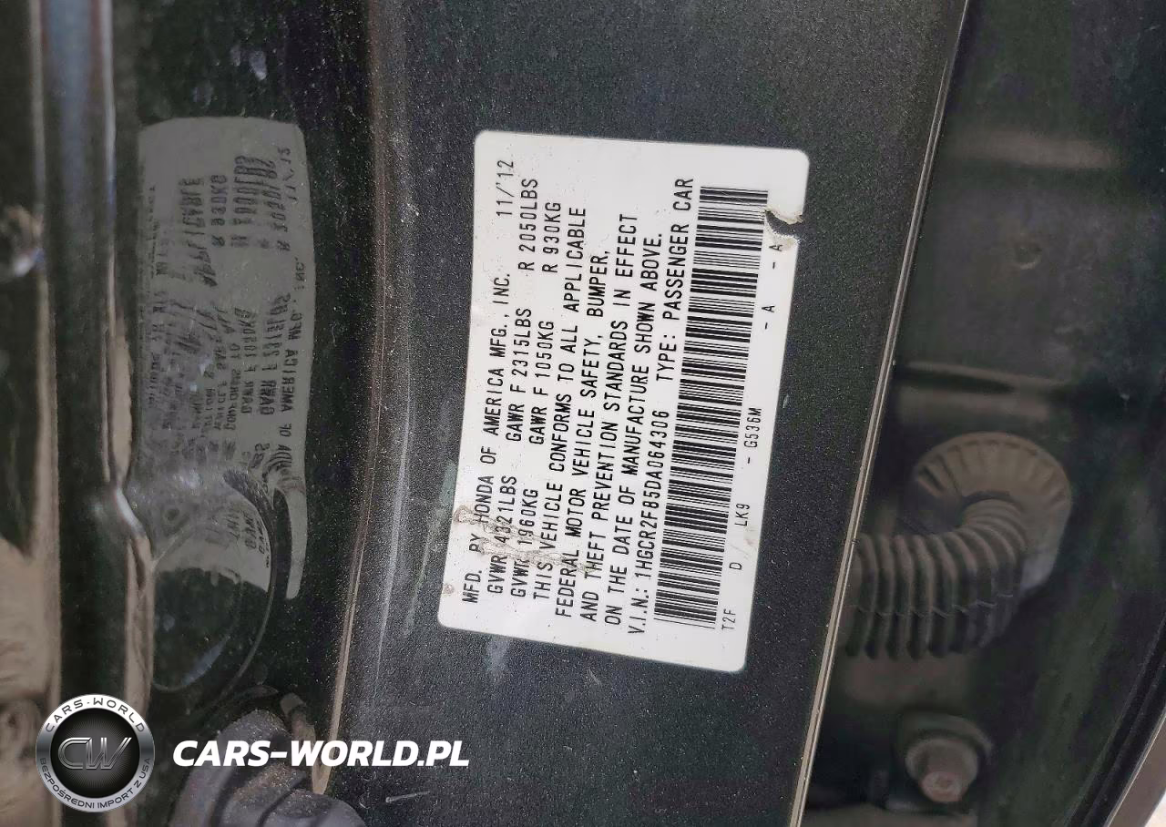 2013 Honda Accord Exl VIN:1HGCR2F85DA064306 - 13